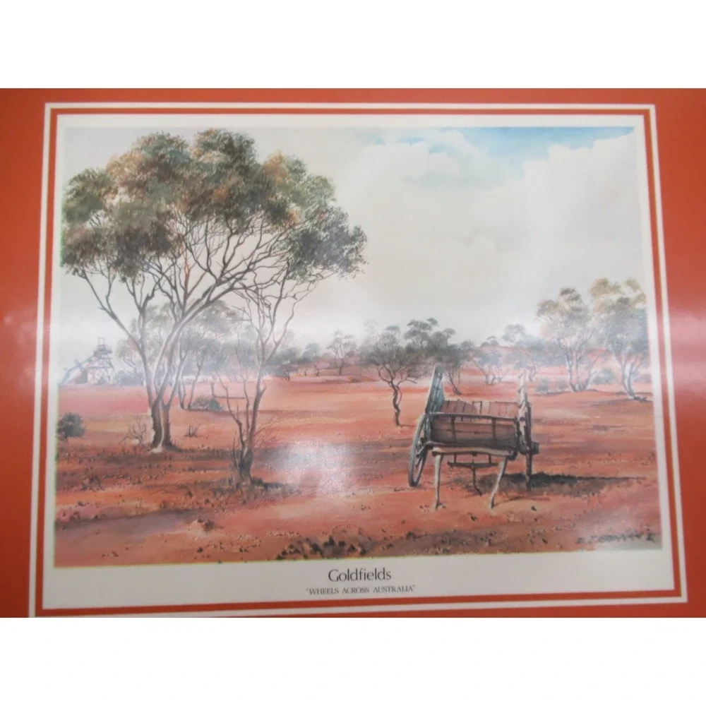 English Life Set 4 Cork Backed Placemats Wheels Australia Made England vintage